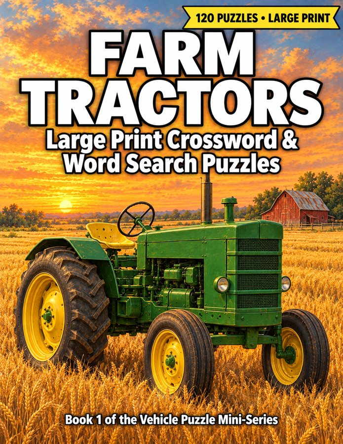 Cover of Farm Tractors Large Print Crossword and Word Search